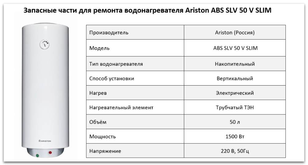 Купить запчасти Ariston ABS SLV 50 V SLIM в Иваново