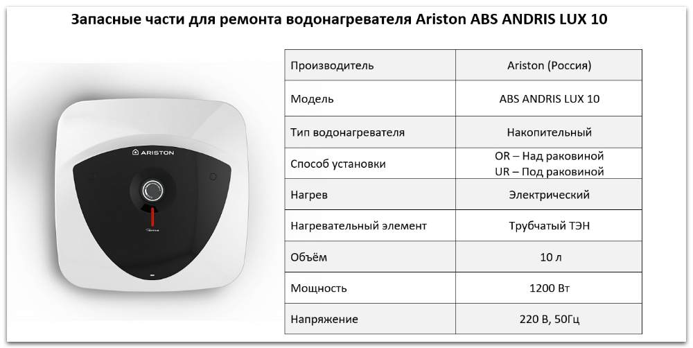 Купить запчасти Ariston ABS ANDRIS LUX 10 в Иваново