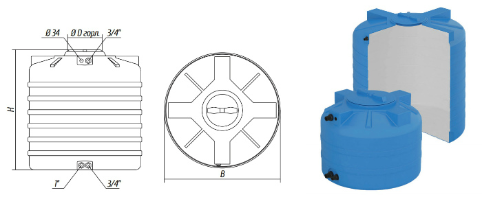 Размеры пластикового бака бак для воды пластиковый 2000 л купить по низкой цене в Иваново